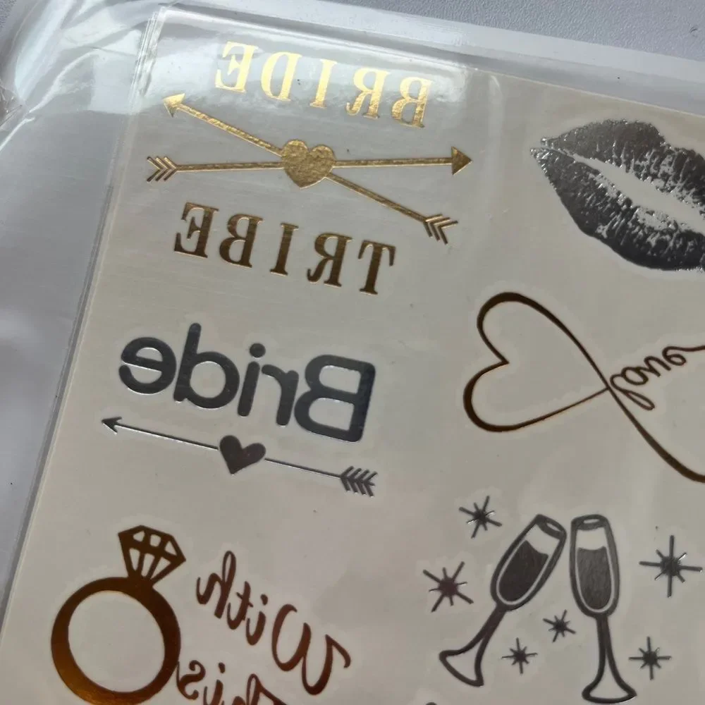 Bride Sash and Tattoo Set - Gold and Black
